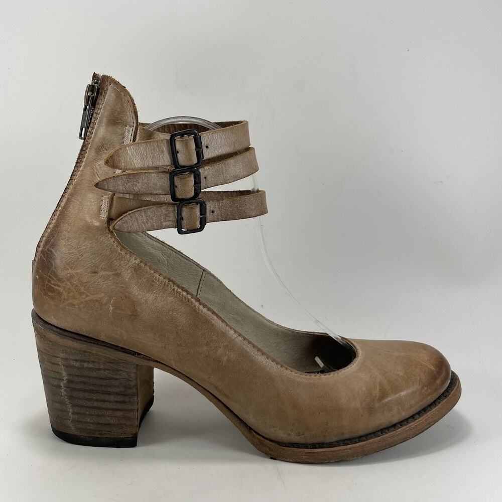 Freebird by Steven Randi Heels Womens Size 10 Tan Patina Leather Strap Shoes